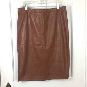 Brown Faux Leather Pencil Skirt Size XL